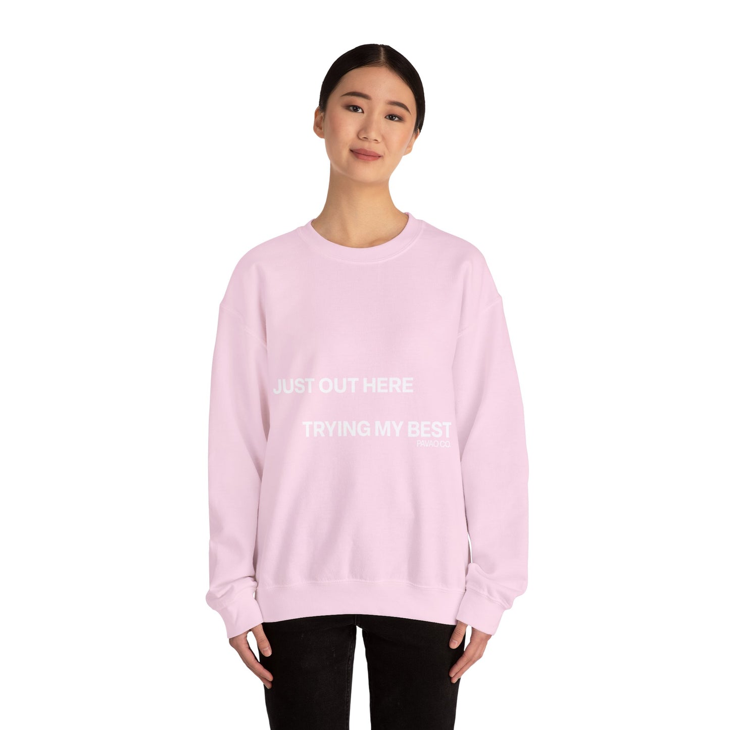 Trying My Best Crewneck Sweatshirt - Baby Pink