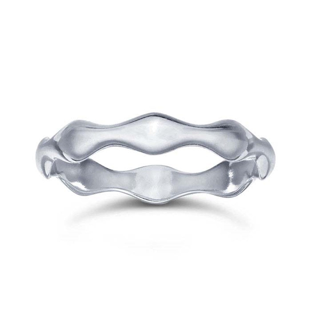 Sterling Silver Wide Wave Stackable Ring