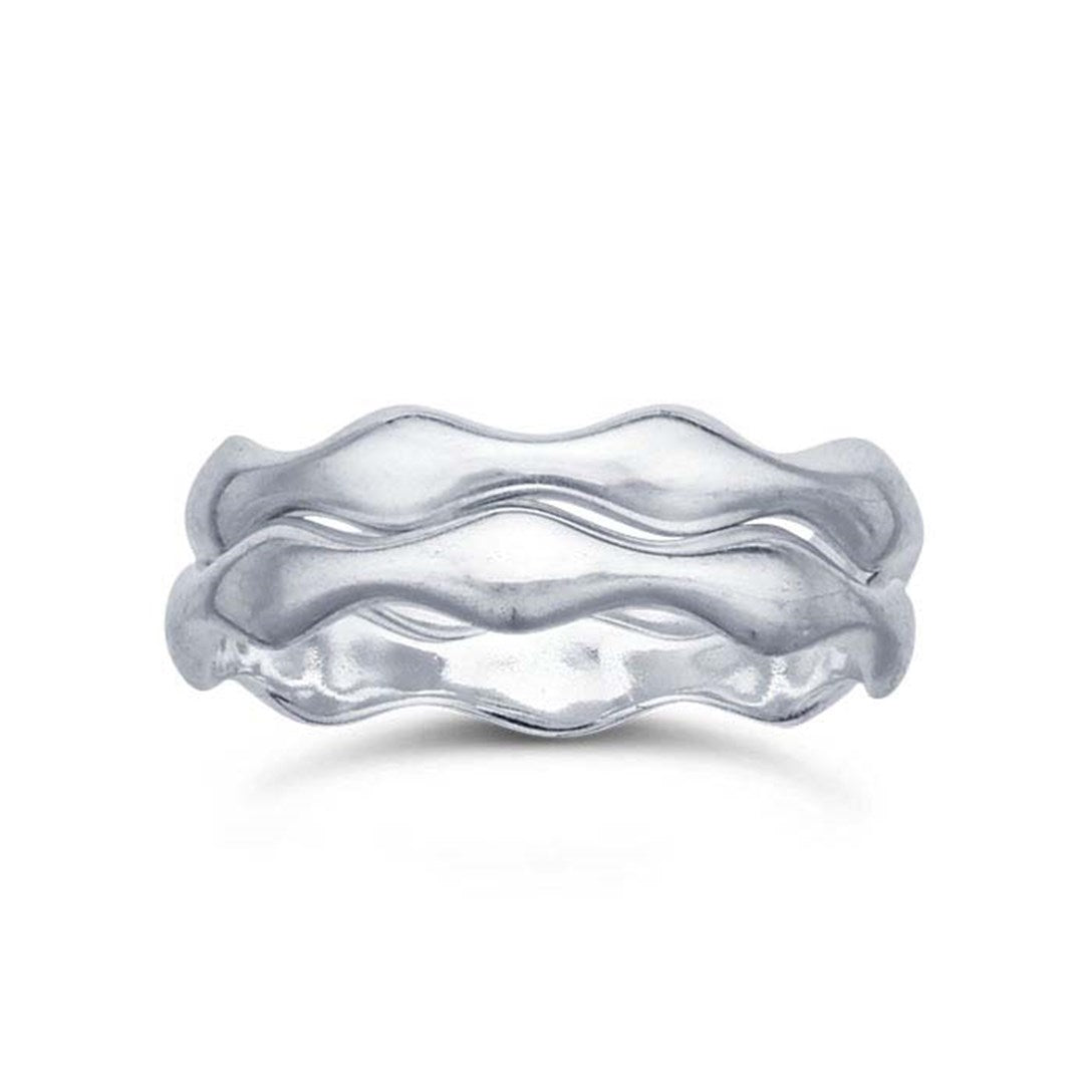 Sterling Silver Wide Wave Stackable Ring