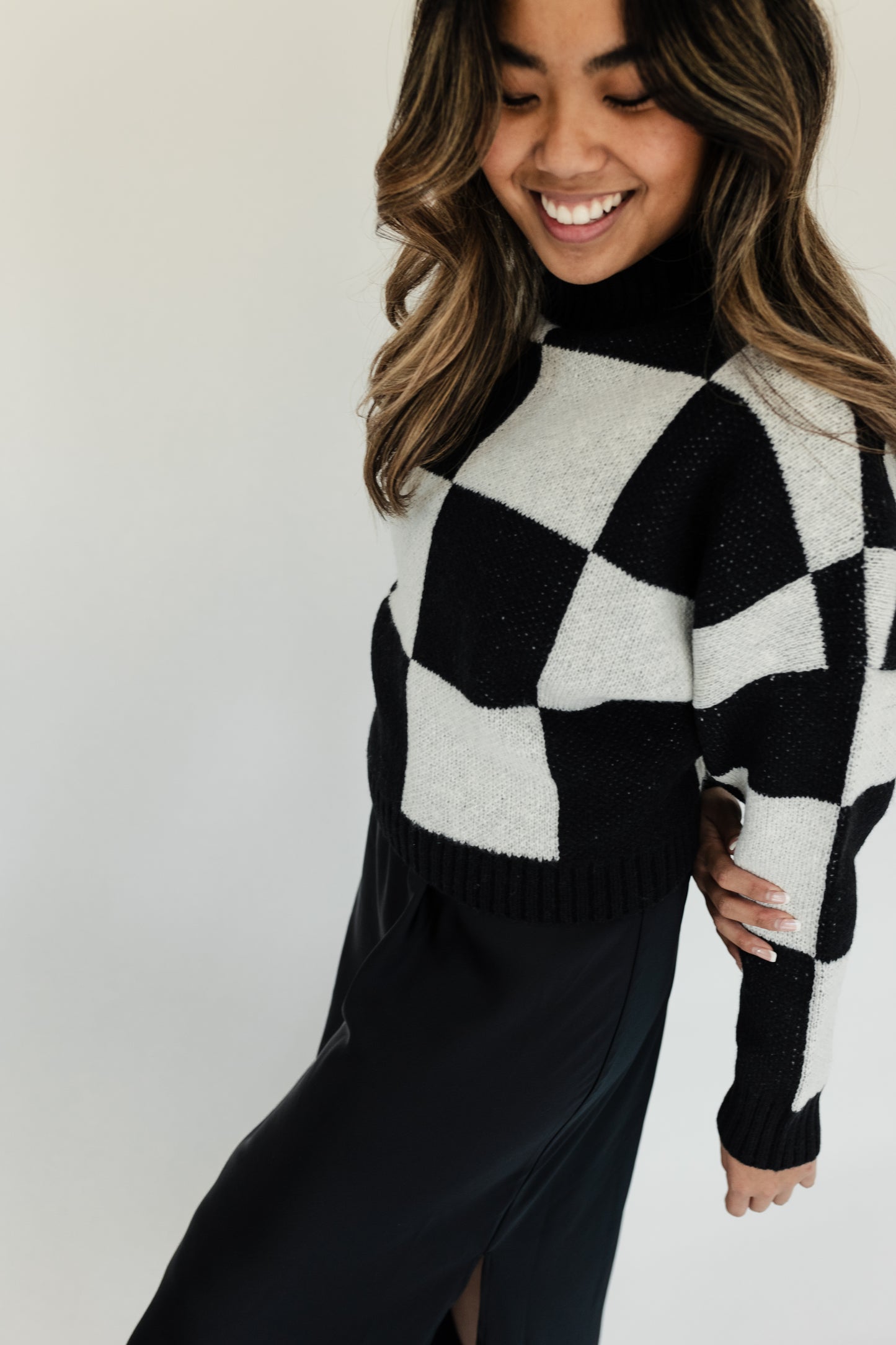 Check Mate - Black and White Sweater