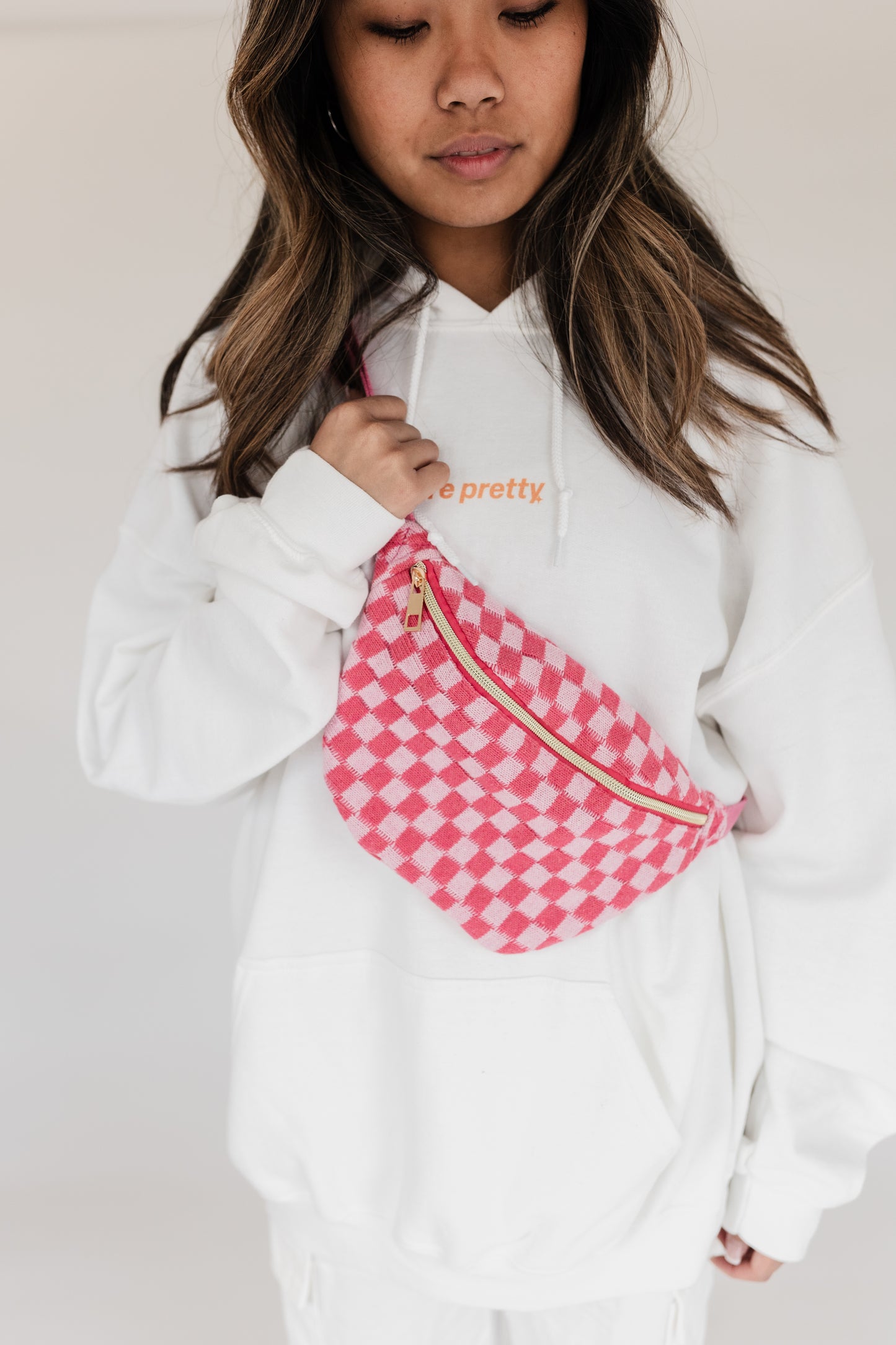 Pink Checkered Cross Body