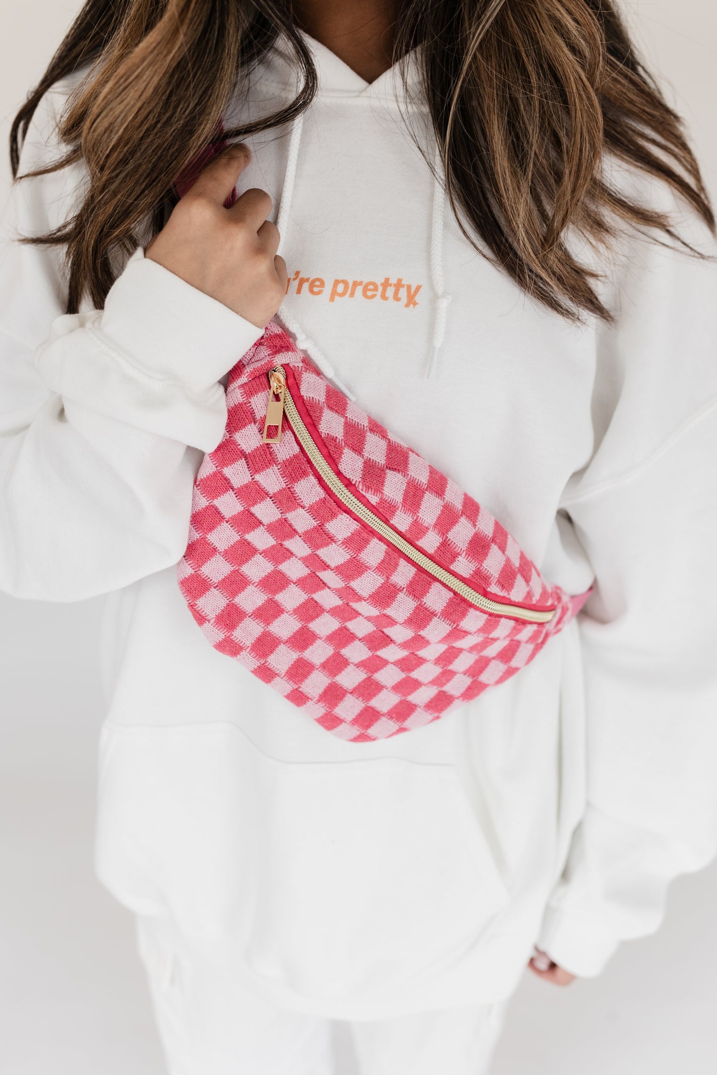 Pink Checkered Cross Body