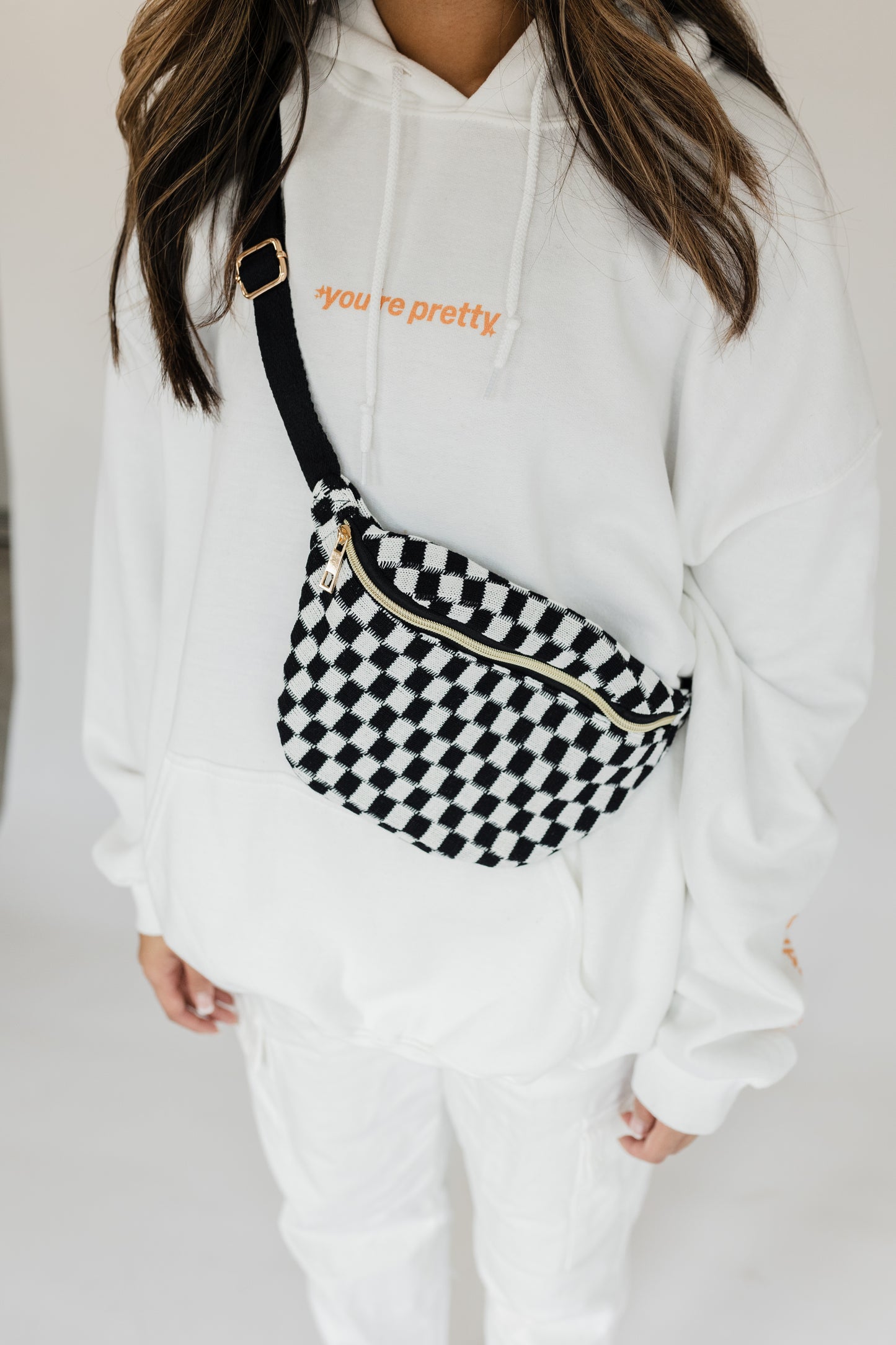 Black Checkered Cross Body