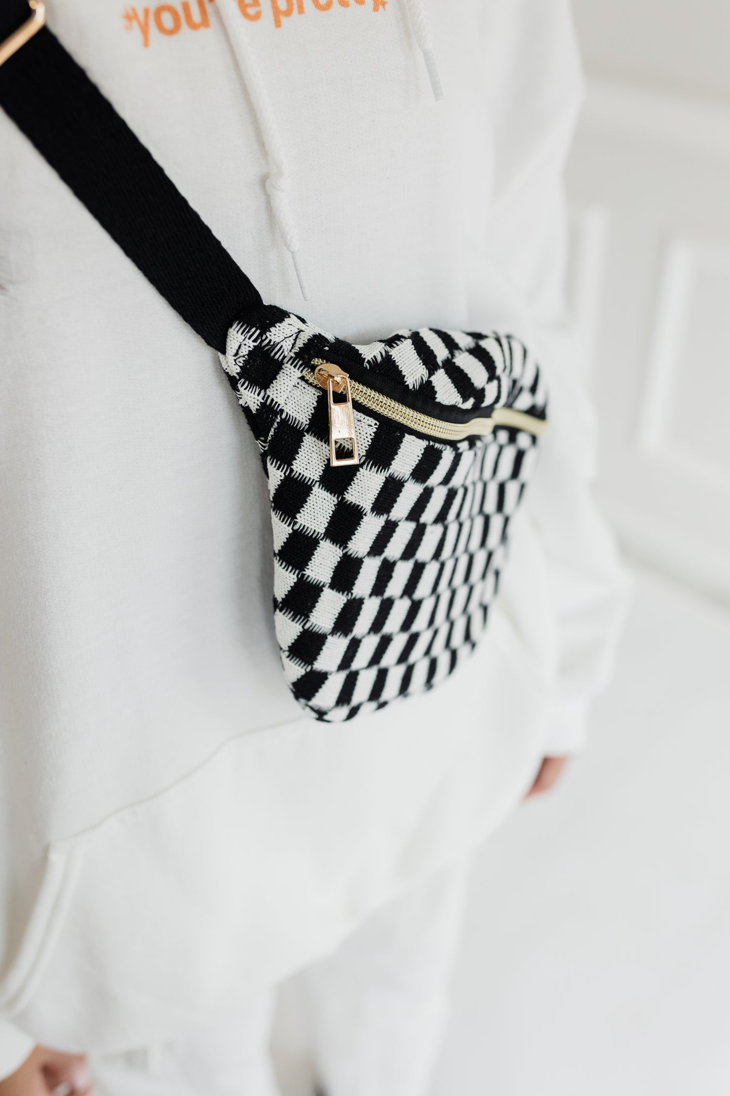 Black Checkered Cross Body