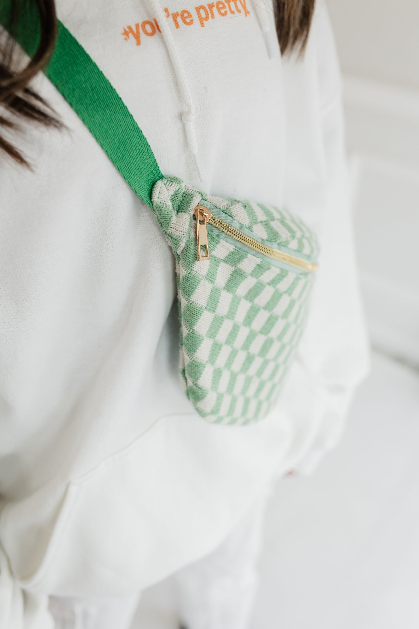 Green Checkered Cross Body