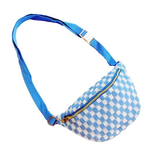 Blue Checkered Cross Body