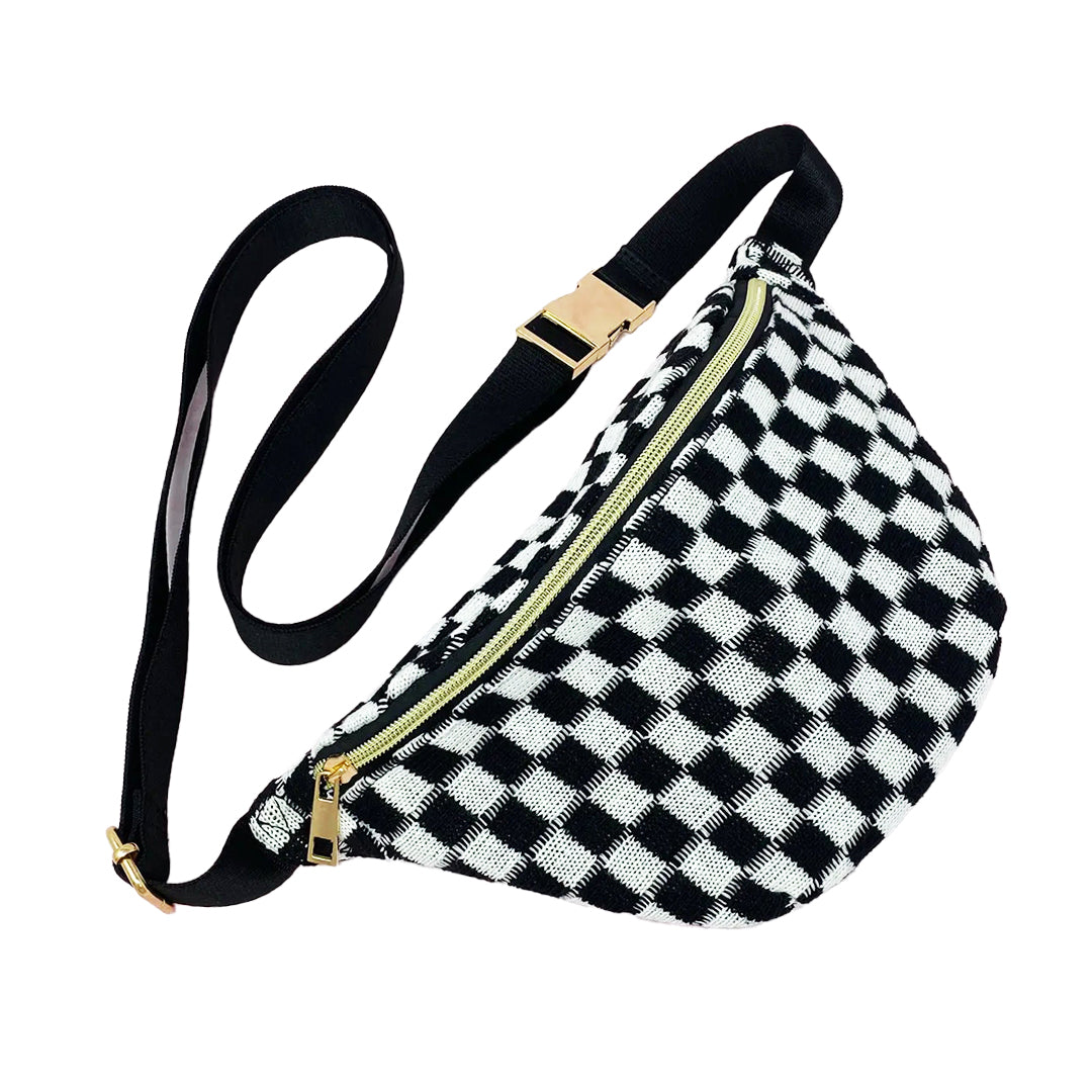 Black Checkered Cross Body